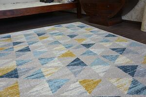 Balta Kusový koberec NORDIC CANVAS G4575 trojúhelníky šedý žlutý modrý Rozměr: 120x170 cm
