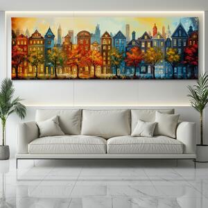 Obraz na plátně - Domečky a stromečky v Orleans FeelHappy.cz Velikost obrazu: 120 x 40 cm