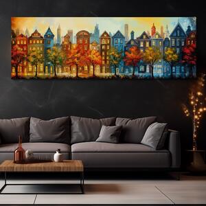 Obraz na plátně - Domečky a stromečky v Orleans FeelHappy.cz Velikost obrazu: 120 x 40 cm
