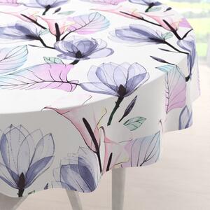 Biante Bavlněný kulatý ubrus Sandra SA-333 Velké květy magnolie a kaly Ø 100 cm