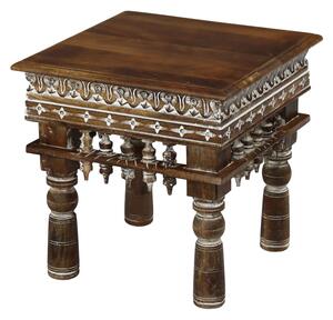Konferenční stolek z mangového dřeva, ruční řezby, 46x46x46cm