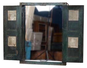 Okno se zrcadlem z teakového dřeva s okenicí, dlaždice, 68x8x88cm