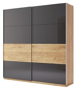 Skříň s posuvnými dveřmi 2.0x2.1 Mat Láva/Dub Kraft, série N Ramona