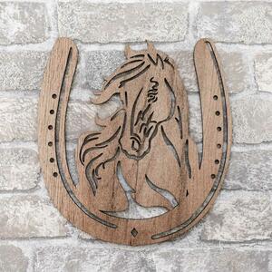 DUBLEZ | Dřevěná dekorace na zeď - Kůň v podkově