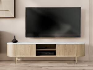 TV stolek/skřínka Nisken 180 2D, Barva dřeva: dub cremona / mramor bílý + zlatá 5903211420337