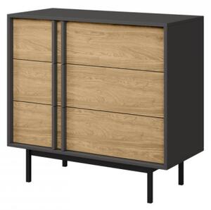 Komoda Wektus 3S WK08, Barva: antracit / dub olejovaný 5903211425035