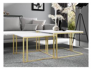 HezkýNábytek.cz Set 2 konferenčních stolků Froyd Gold (zlatá + arktická bílá). 1105861
