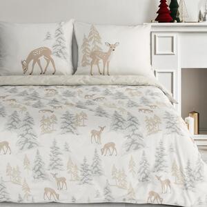 VÁNOČNÍ RENFORCE POVLEČENÍ FAWN 160X200 CM, 2 KS 70X80 CM VZOROVANÉ