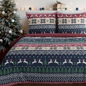VÁNOČNÍ RENFORCÉ POVLEČENÍ SKANDY 200X220 CM, 2 KS 70X80 CM VZOROVANÉ