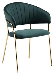 KONDELA Designové jídelní křeslo, tmavě zelená Velvet látka/gold chrom zlatý, DASMIN TYP 1