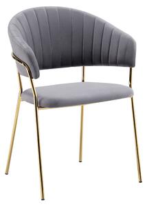KONDELA Designové jídelní křeslo, šedohnědá Velvet látka/gold chrom zlatý, DASMIN TYP 1