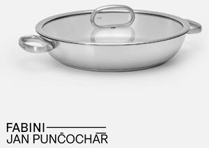 Fabini Kónická servírovací tegame pánev FABINI & Punčochář, ø 30 cm (3,5 l) - Nerezová beznýtová pánev se skleněnou poklicí