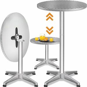 Deuba Hliníkový barový stůl Ø60 cm skládací - stříbrný