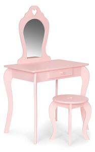 Velký dětský dřevěný toaletní stolek se stoličkou pro děvčata růžový ECOTOYS FH-KF200011-P PINK