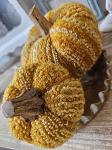 Oranžová textilní dekorace dýně Pumpkin - Ø 15*13 cm