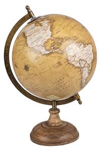 Hnědý dekorativní glóbus na dřevěném podstavci Globe - 22*22*37 cm