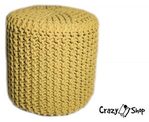 Pletený puf CRAZYSHOP CYLINDER, žlutá (ručně pletený)
