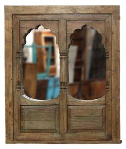 Zrcadlo ve starém rámu z teakového dřeva, ručně vyřezávaném, 131x10x150cm