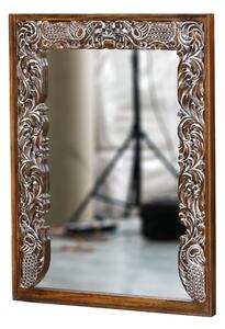 Zrcadlo v rámu z mangového dřeva, ruční řezby, 91x61x122cm