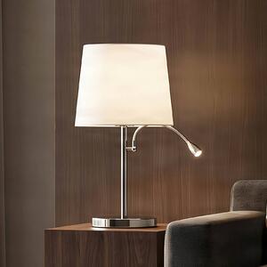 Lindby Stolní lampa Benjiro, bílá, textilní, na čtení, 52 cm, Chrom / stříbro, Obývací pokoj / jídelna, Textil / tkanina / hedvábí, Moderní, Lampička na čtení