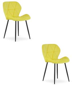 Set dvou jídelních židlí MANGO sametové žluté / černé nohy (2 ks)