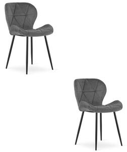 Set dvou jídelních židlí MANGO sametové tmavě šedé / černé nohy (2 ks)
