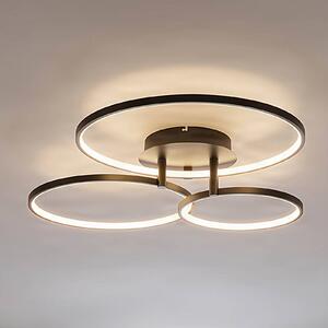 Lindby LED stropní svítidlo Rayk, černé, kov, 77 cm, stmívatelné, stmívatelný, Černá, Obývací pokoj / jídelna, Moderní