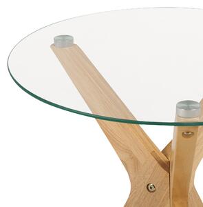 Odkládací stolek se skleněnou deskou světlé dřevo VALLEY