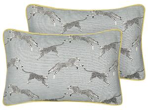 Sada 2 dekorativních polštářů ARALES Bavlna 30 x 50 cm Světle šedá Zvířecí vzor