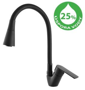 RAV Slezák Vltava ECO Dřezová flexi baterie se sprchou spořící, černá matná VTE406.0/13CMAT