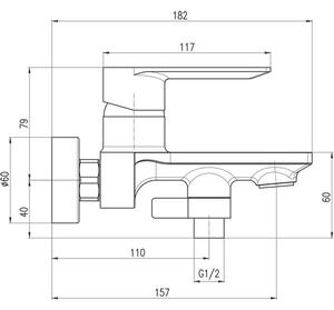 RAV Slezák Nil Baterie vanová nástěnná, kartáčovaná metal grey NL154.5MGK