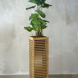 Květináč BLOCK, dřevo, výška 77 cm, s příčkami, hnědý