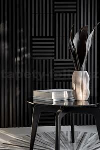 Dekorační panely, černý mat 3D lamely na filcovém podkladu, rozměr 270 x 40 cm, IMPOL TRADE