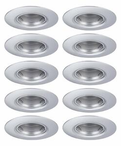 PAULMANN Vestavné svítidlo 10ks-sada nevýklopné kruhové 90mm GU10 max. 10x10W 230V matný chrom
