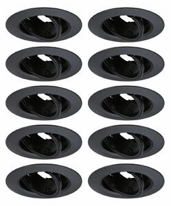 PAULMANN Vestavné svítidlo 10ks-sada výklopné kruhové 90mm 30° GU10 max. 10x10W 230V černá