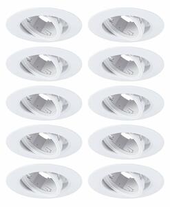 PAULMANN Vestavné svítidlo 10ks-sada výklopné kruhové 90mm 30° GU10 max. 10x10W 230V bílá