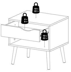 Noční stolek OSLO 75394 v bílé barvě se zásuvkou v dekoru dub