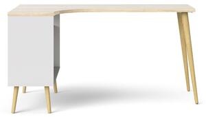 Rohový psací stůl OSLO 75450 se zásuvkami v dekoru dub s bílou barvou