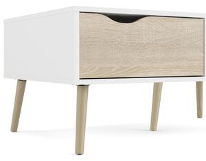 Konferenční stolek OSLO 75384 99x60 cm v bílé barvě se zásuvkou v dekoru dub