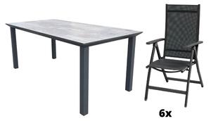 Hliníkový nábytek: stůl Florance 180cm keramická deska a 6 polohovacích křesel Palermo