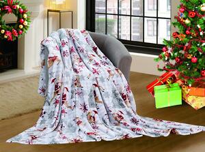 Bílá vánoční mikroplyšová deka NORTH POLE Rozměr: 200 x 220 cm
