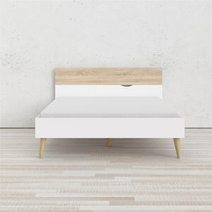 Manželská postel OSLO 75802 v bílé barvě s dekorem dub 180x200 cm
