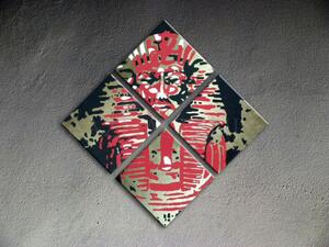 Ručně malovaný POP Art Tutan Chamon 4 dílný 100x100cm