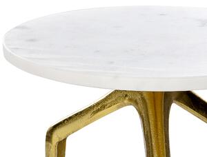 Odkládací stolek s mramorovou deskou bílý/zlatý TILPA