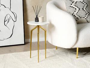 Odkládací stolek s mramorovou deskou bílý/zlatý TILPA