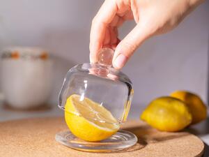 ALTOM Skleněná dóza na citrón, tácek s poklopem ze skla, CITRÓN , 10x10
