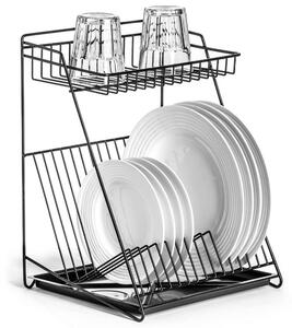 ALTOM Odkapávač na nádobí dvoupatrový, až 14 talířů, černý kov