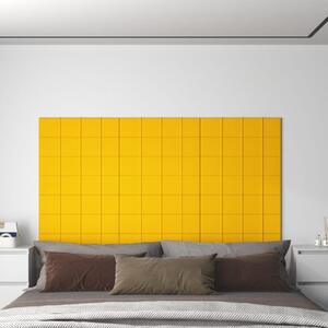 Nástěnné panely 12 ks žluté 60 x 15 cm samet 1,08 m²