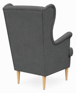 Relaxační křeslo, ušák, dřevo/kov/látka, 102x80x66 cm, nohy světlé/tmavě šedá, Dekorino KR20260125