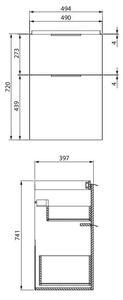 Cersanit City, umyvadlová skříňka 50x40x72 cm, bílá lesklá, S584-016-DSM